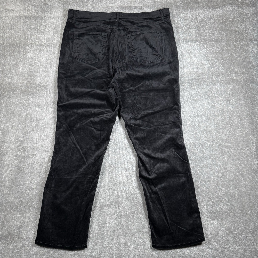 Loft Pants Women's 18 Black Velvet Velour Straight Leg Stretch Modern High Rise - Picture 2 of 10